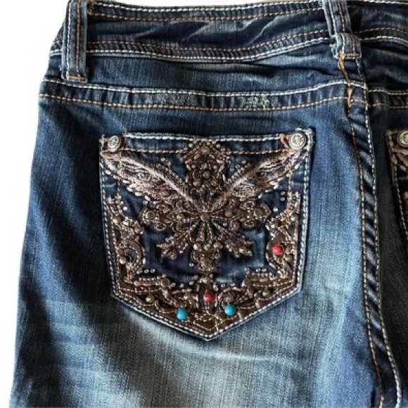Grace in LA Embellished Studded Cowgirl Rodeo Jeans size 27 - Picture 2 of 6